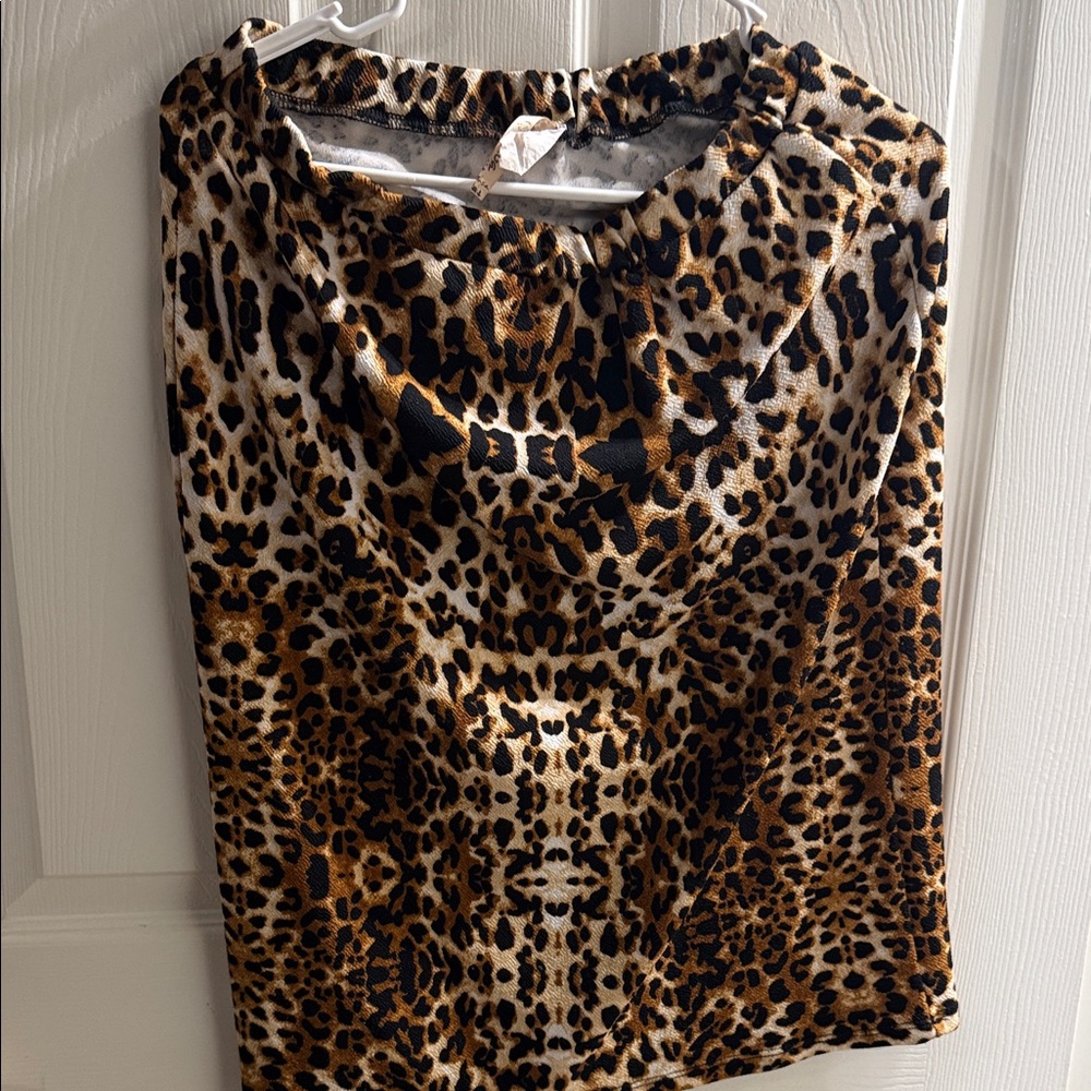 Zara Leopard Print Pencil Skirt - Black, Brown, Cream